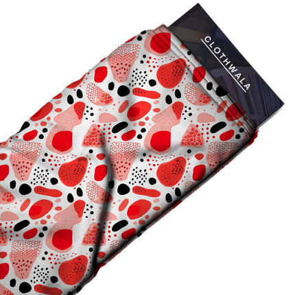 scarlet red abstract all-over print pattern — medium scale repeat layout