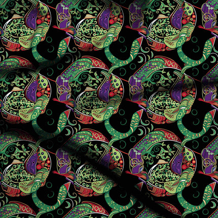 forest green floral digital print fabric texture — large scale closeup