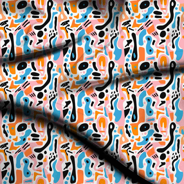 jet black abstract digital print fabric texture — medium scale closeup