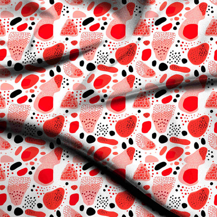 scarlet red abstract digital print fabric texture — medium scale closeup
