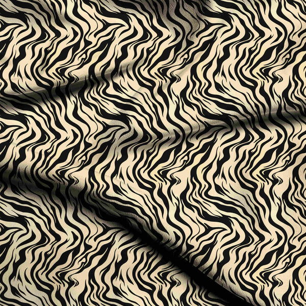 Ivory Cream Wavy Fluid Abstract Tiger Stripe Print Fabric