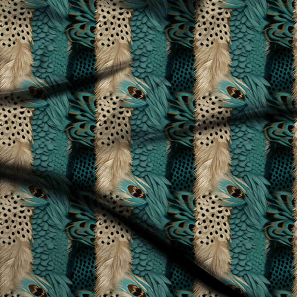 teal animal digital print fabric texture — medium scale closeup