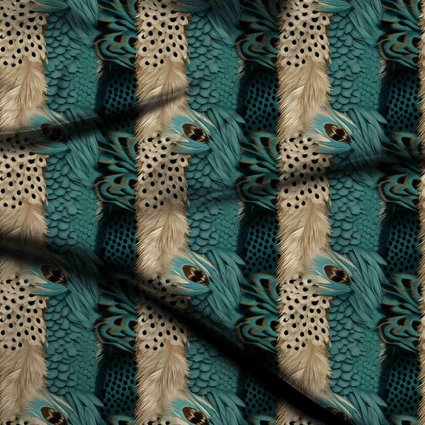 Teal Vertical Collage Print Fabric