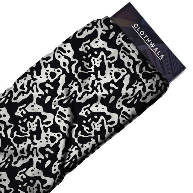 jet black abstract print fabric draped — maxi dress styling