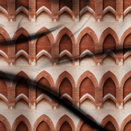 burnt sienna geometric digital print fabric texture — large scale closeup