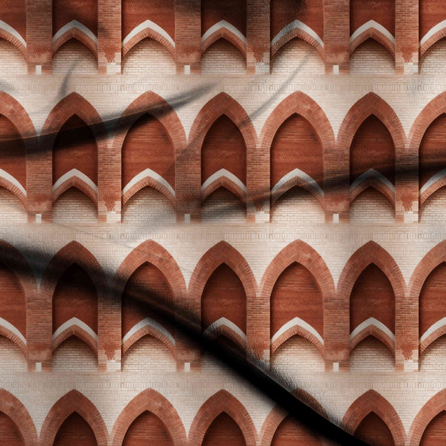 burnt sienna geometric digital print fabric texture — large scale closeup