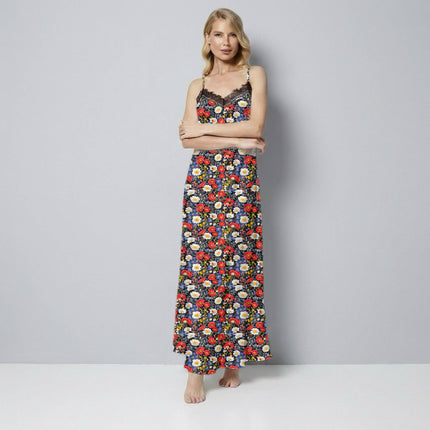 Midnight Blue Floral Digital Print Fabric for Maxi | Regal Festival Wear - Image 8