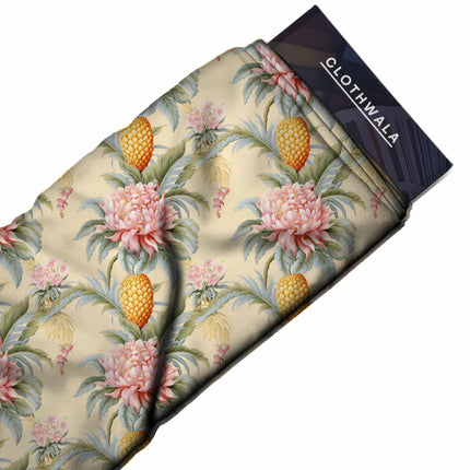 dusty rose tropical all-over print pattern — large scale repeat layout