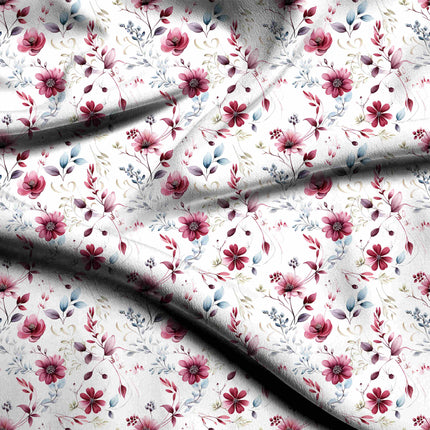 ivory cream floral digital print fabric texture — medium scale closeup