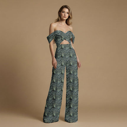 teal green other all-over print pattern — large scale repeat layout