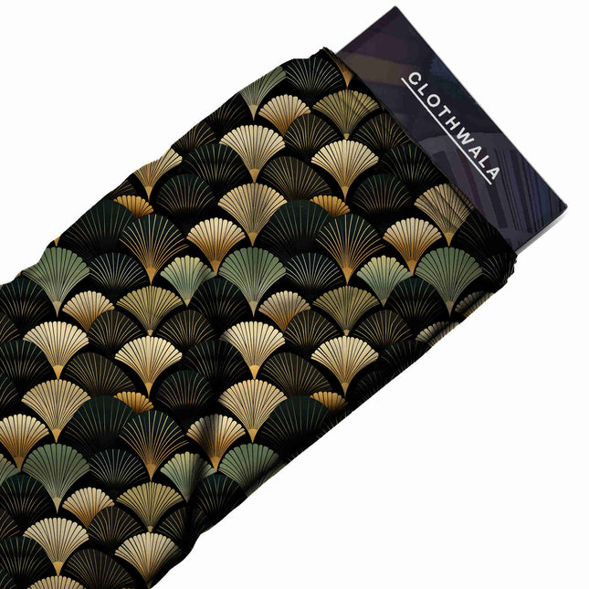 Black Geometric Digital Print Fabric | Evening Wear | Old Money Style | Heritage silk fabric - Image 2