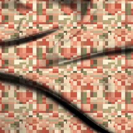terracotta rust geometric digital print fabric texture — medium scale closeup