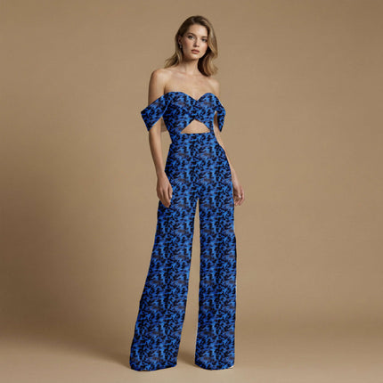 cobalt blue abstract all-over print pattern — large scale repeat layout