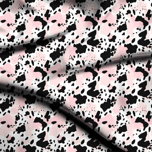 Blush Pink Modern Abstract Cow Print Fabric