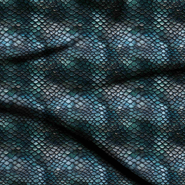 peacock blue animal digital print fabric texture — fine scale closeup