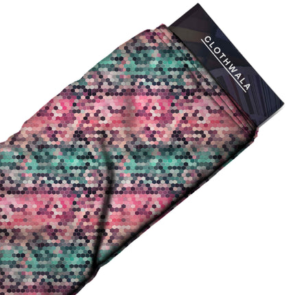 fuchsia pink geometric all-over print pattern — fine scale repeat layout