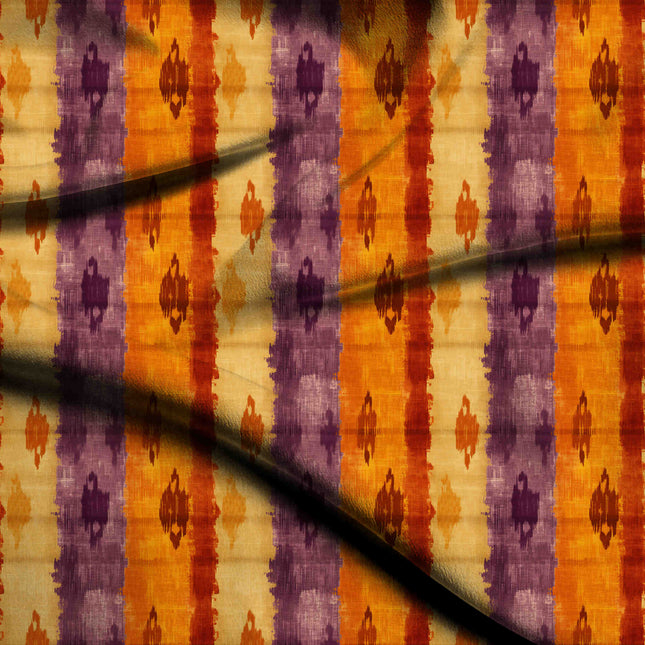 Ochre Ethnic Digital Print Fabric | Kurti Lehenga Dupatta | Indie Aesthetic | Viscose Rayon Print - 1230