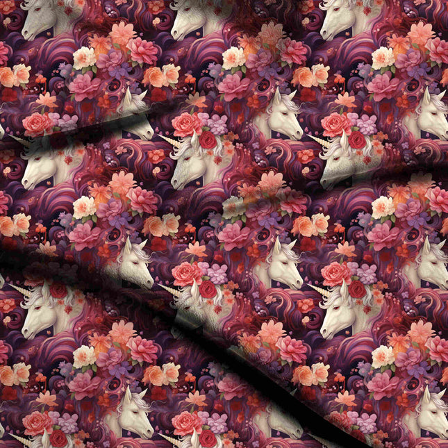 dusty rose floral digital print fabric texture — large scale closeup