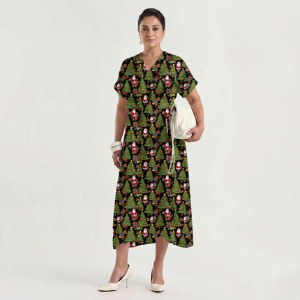 Forest Green Floral Digital Print Fabric for Dress | Festive ethnic wear - Image 4