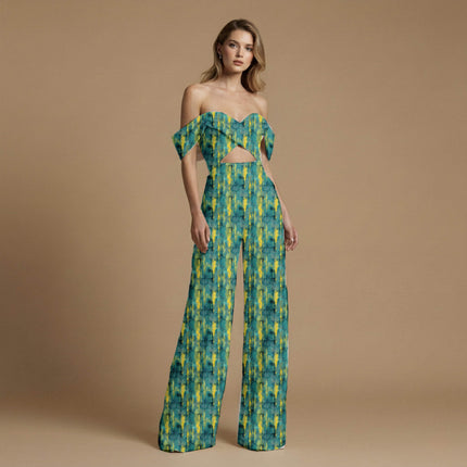forest green abstract all-over print pattern — large scale repeat layout