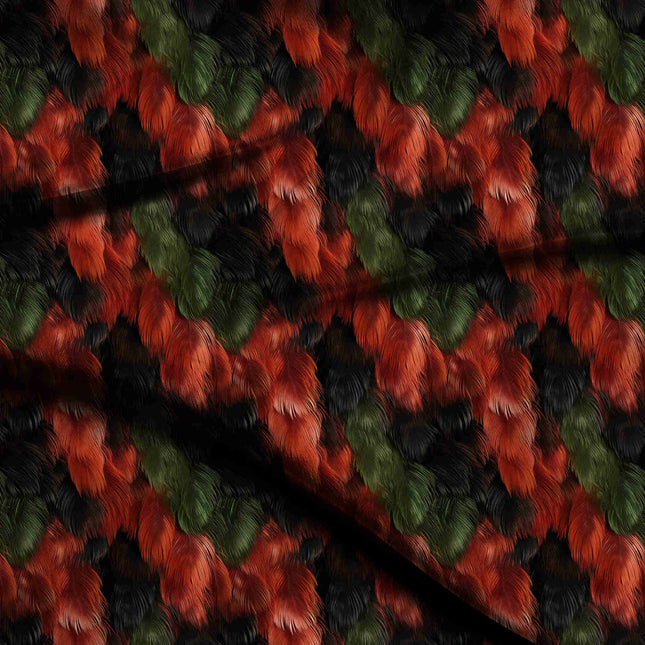 Burnt Orange Floral Digital Print Fabric | Kaftan Dress Maxi | Puja Wear | Wild elegance | Heritage silk fabric - 1811