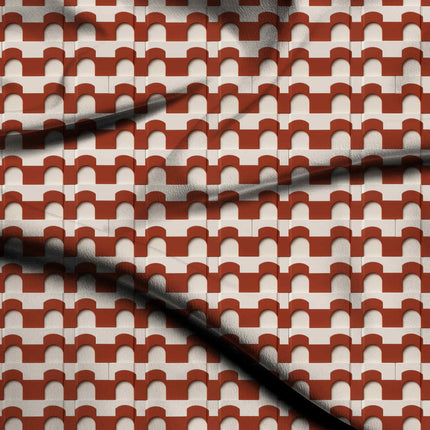 burnt sienna geometric digital print fabric texture — medium scale closeup