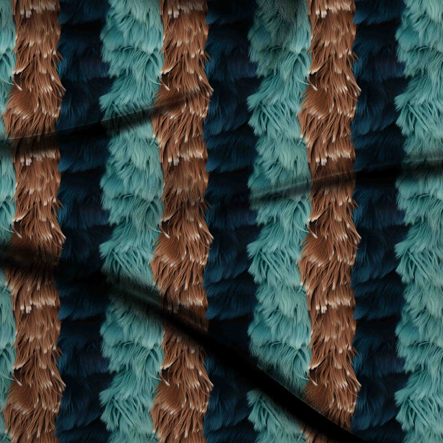 deep teal stripes print fabric draped — dramatic cape styling