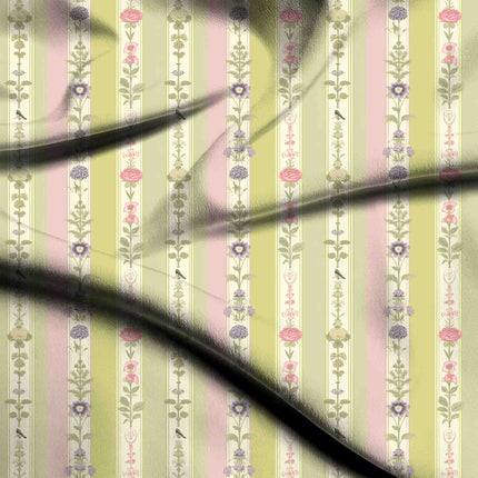 sage green floral digital print fabric texture — medium scale closeup