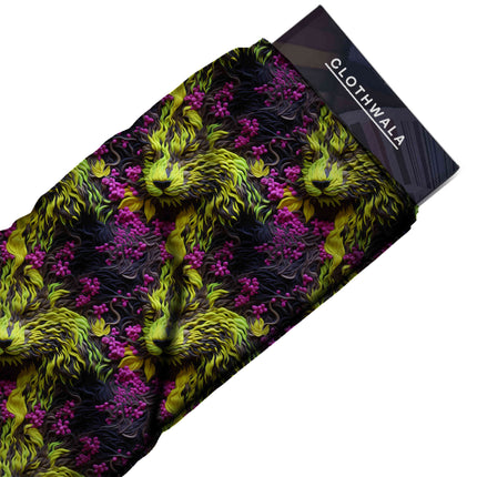 chartreuse animal all-over print pattern — large scale repeat layout