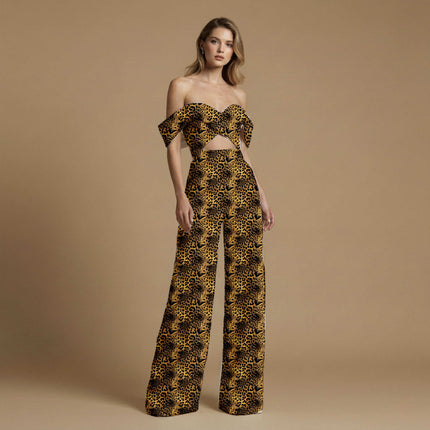 saffron yellow animal all-over print pattern — medium scale repeat layout