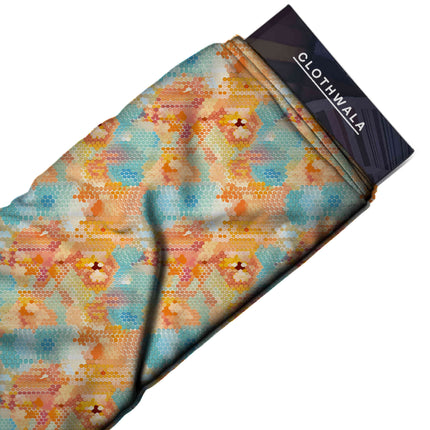tangerine orange abstract all-over print pattern — medium scale repeat layout