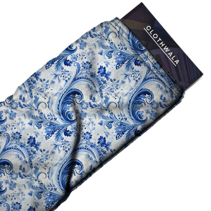 cobalt blue other fabric detail — textured finish digital print closeup