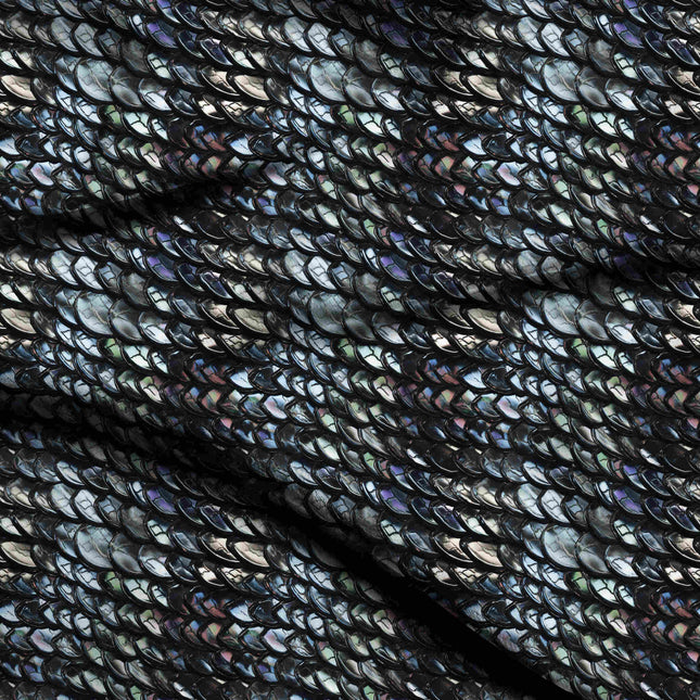 jet black animal digital print fabric texture — medium scale closeup