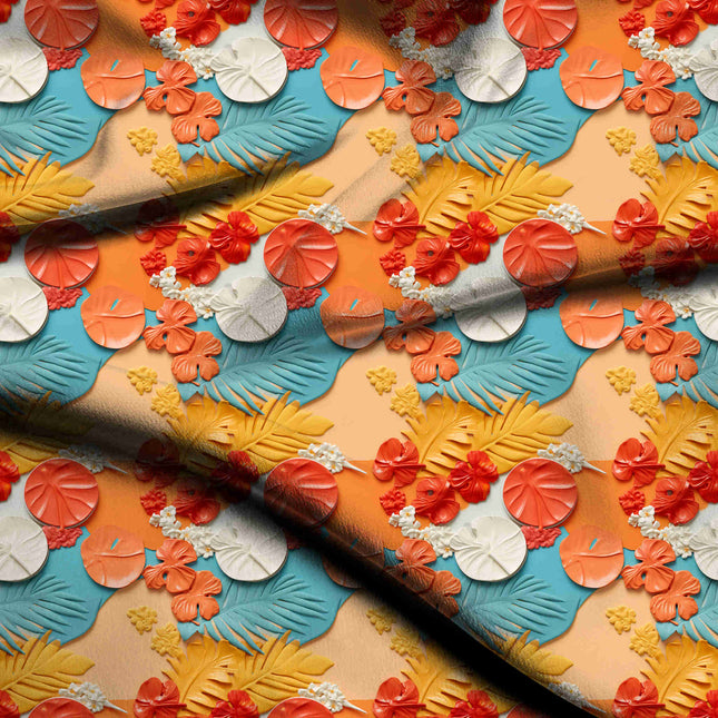 burnt sienna floral digital print fabric texture — large scale closeup