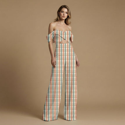ivory cream checks fabric detail — matte finish digital print closeup