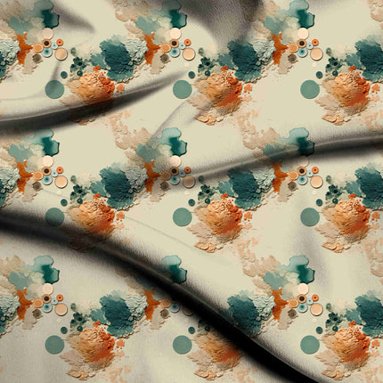 dusty teal abstract digital print fabric texture — medium scale closeup