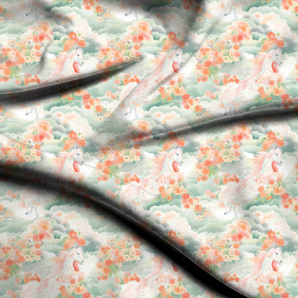 dusty rose floral digital print fabric texture — medium scale closeup