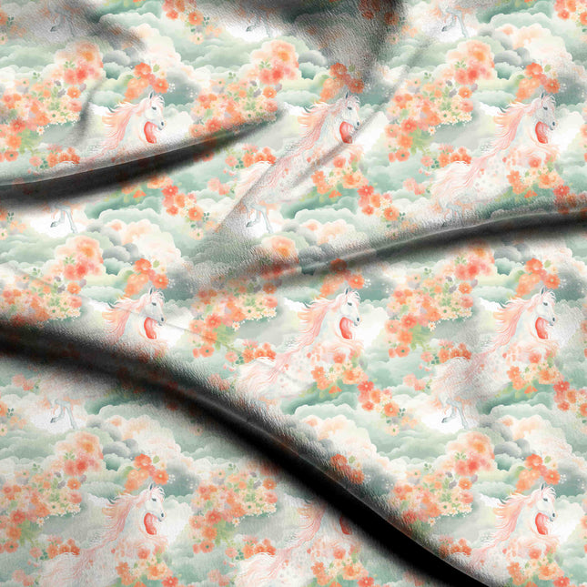 dusty rose floral digital print fabric texture — medium scale closeup