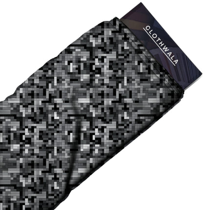 charcoal grey geometric print fabric draped — kurta styling