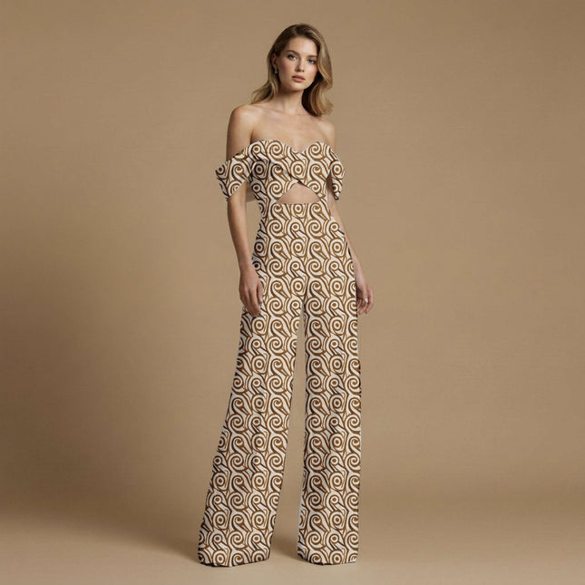 espresso brown abstract print fabric draped — kaftan styling