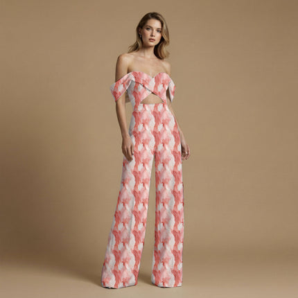 dusty rose floral all-over print pattern — large scale repeat layout