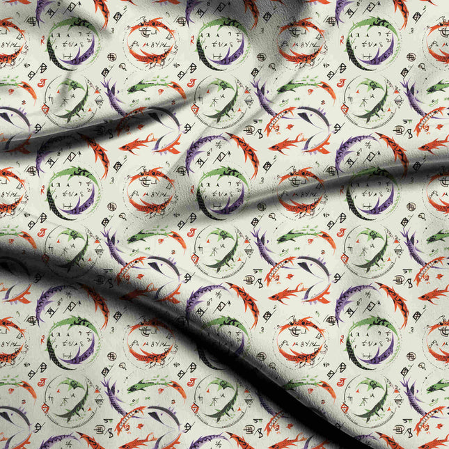 ivory cream animal digital print fabric texture — medium scale closeup