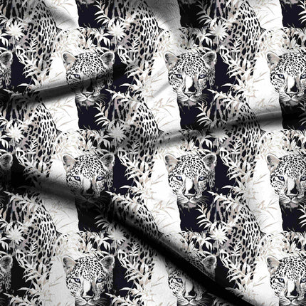 jet black animal digital print fabric texture — large scale closeup