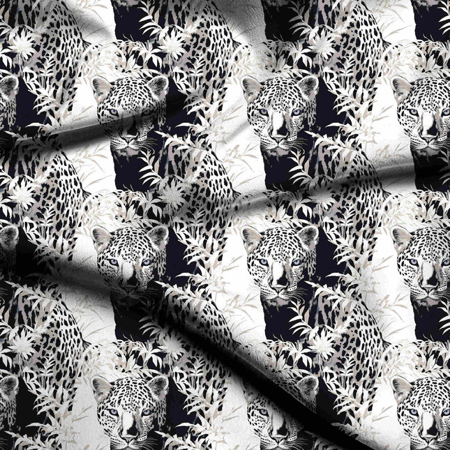 jet black animal digital print fabric texture — large scale closeup