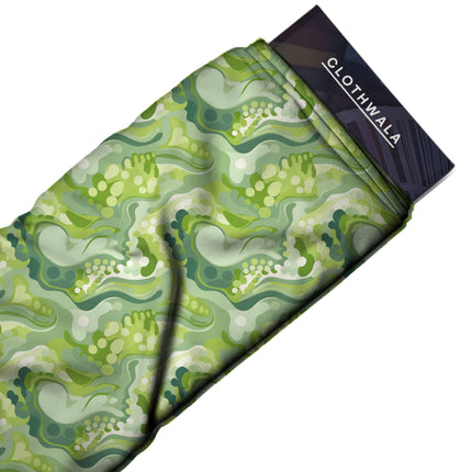 lime green abstract fabric detail — textured finish digital print closeup