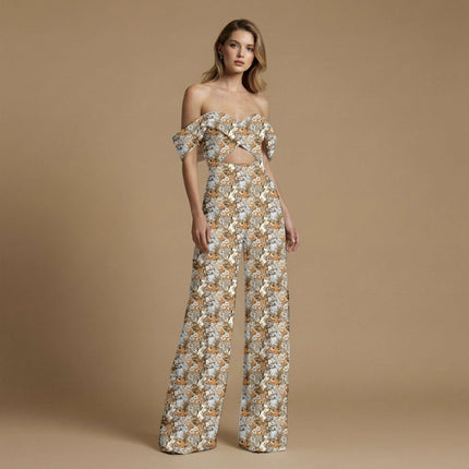 ivory cream floral fabric detail — matte finish digital print closeup