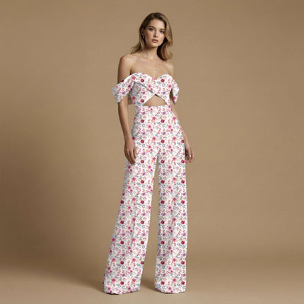 dusty rose floral all-over print pattern — medium scale repeat layout