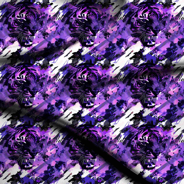 deep violet animal digital print fabric texture — large scale closeup