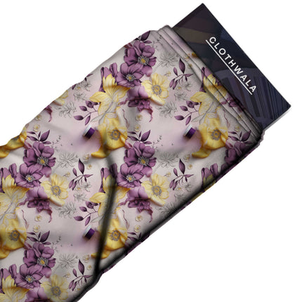 amethyst purple floral fabric detail — textured finish digital print closeup