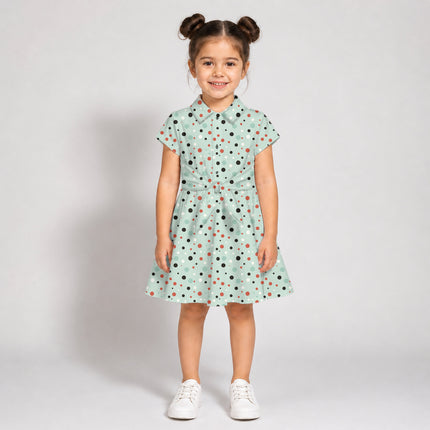 Mint Green Polka Digital Print Fabric for Dress | Regal Festive Wear - Image 9